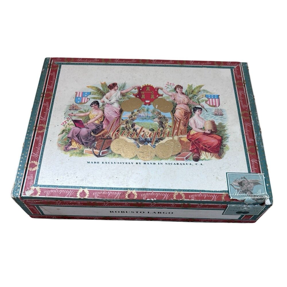 Mantequilla Cigar Box Robusto Largo Nicaragua Wood Tobacco Storage Vintage Decor